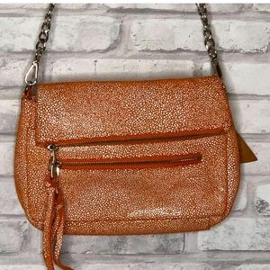 SORIAL FOLD OVER ORANGE & WHITE SUEDE